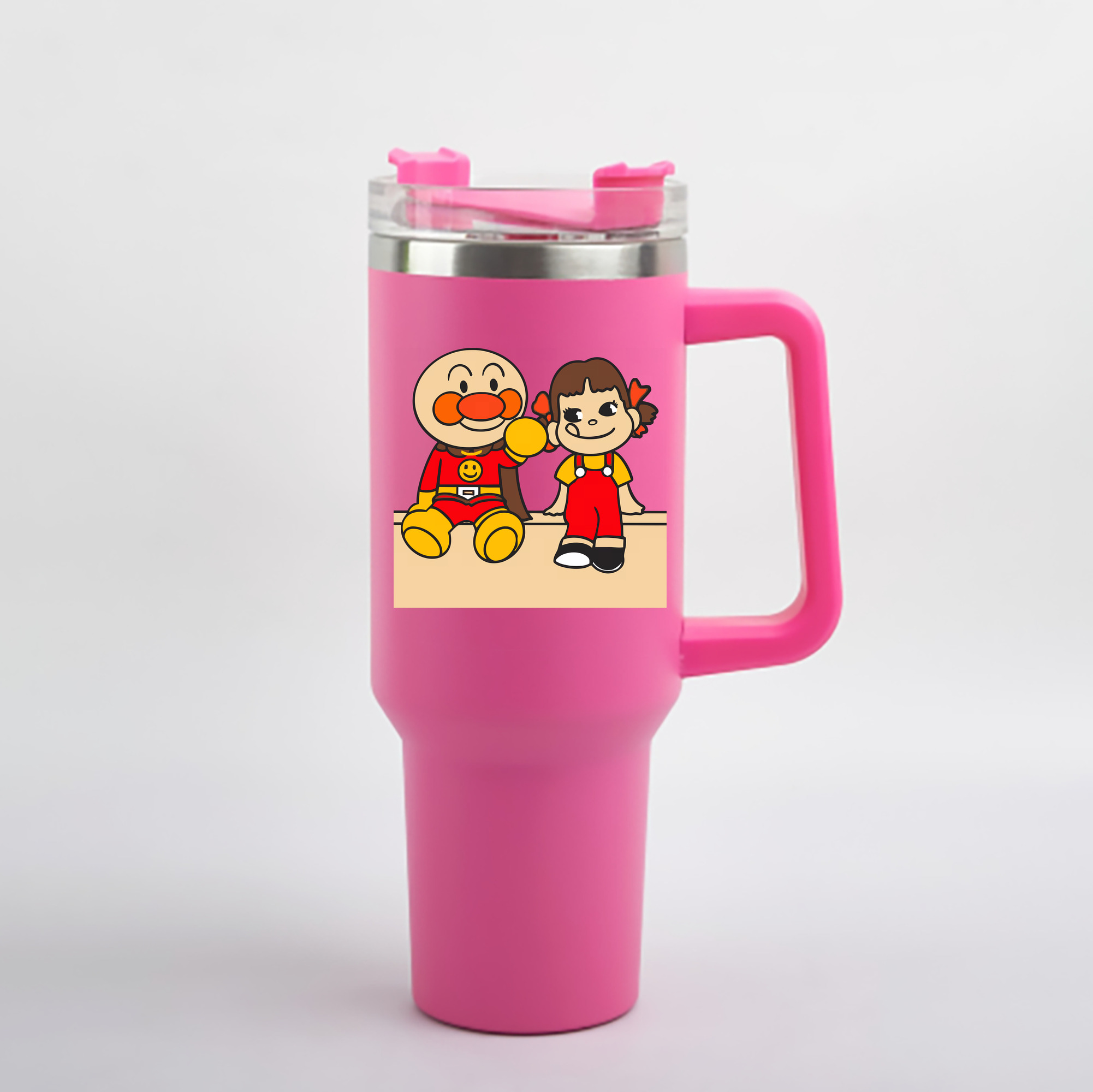 （画像用） アンパンマン Anpanman 1200mL車用タンブラー - クリスタルステッカー（プラスチックストロー付き）